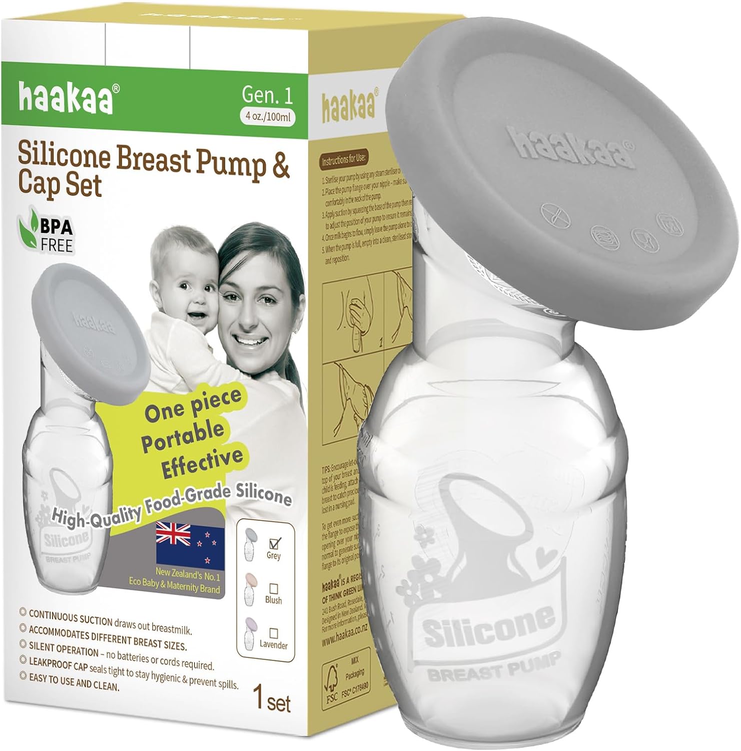 Gen. 1 Silicone Breast Pump & Cap Set