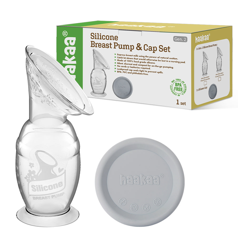 Generation 2 100ml Silicone Breast Pump with Suction Base & Silicone Cap Gift Box
