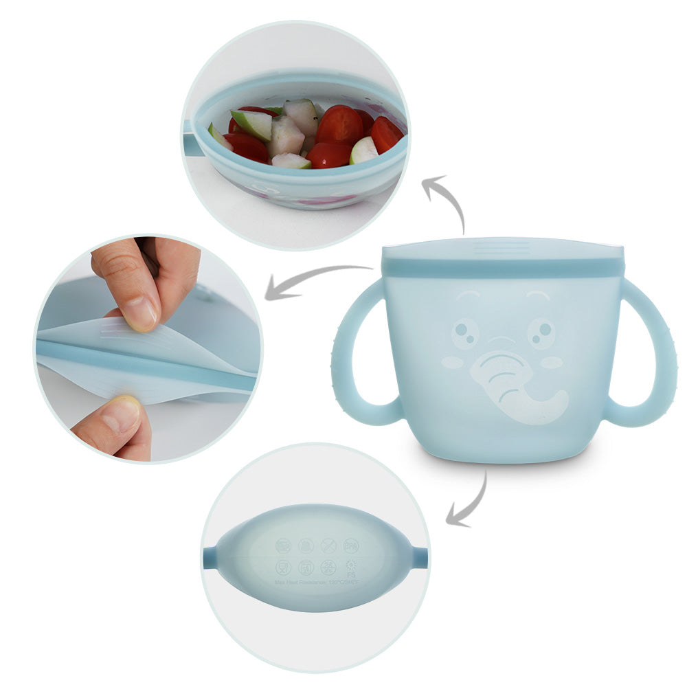 Snack-N-Seal Silicone Pouch - Elephant - Mist Blue