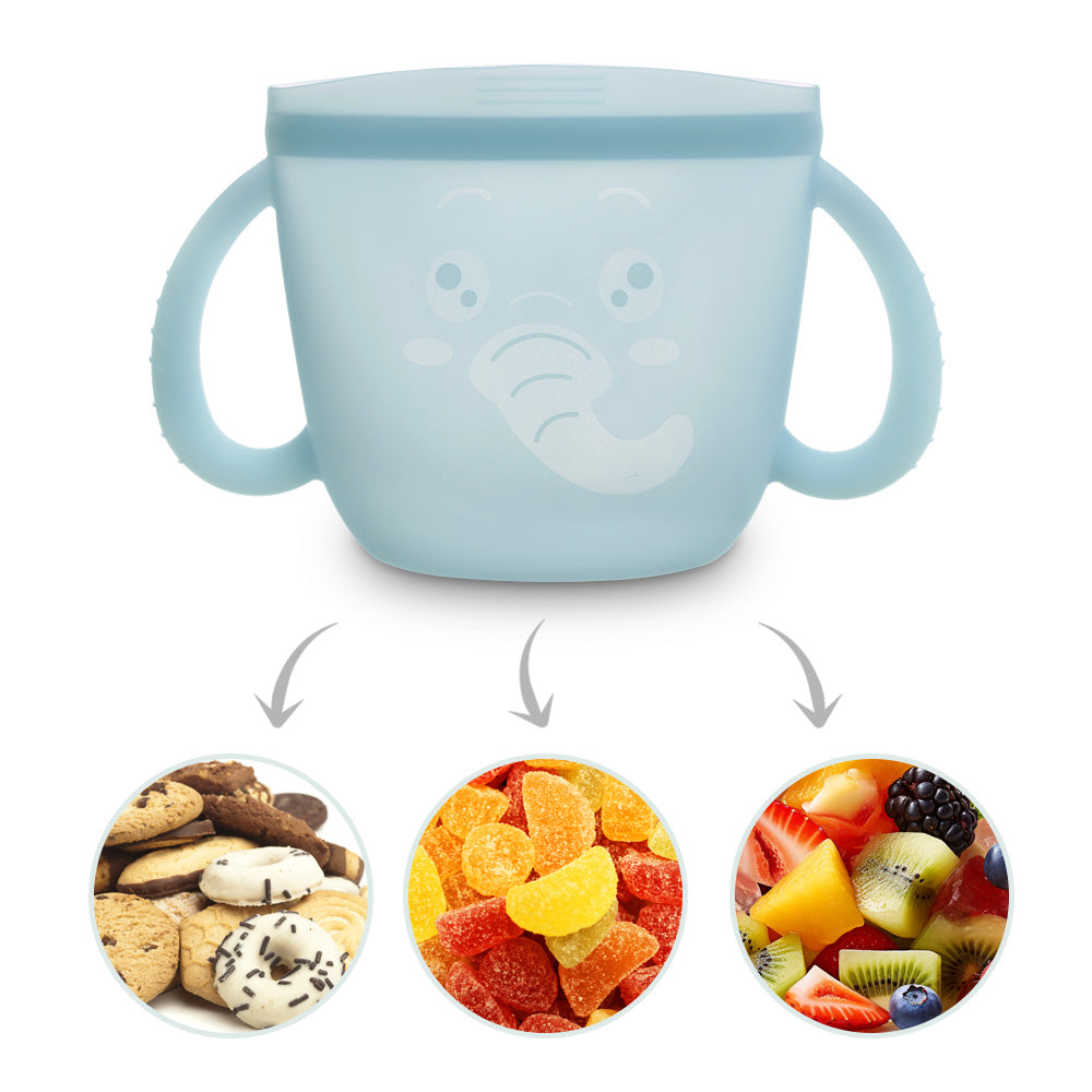 Snack-N-Seal Silicone Pouch - Elephant - Mist Blue